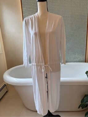 Women's White Drawstring Summer Cardigan
